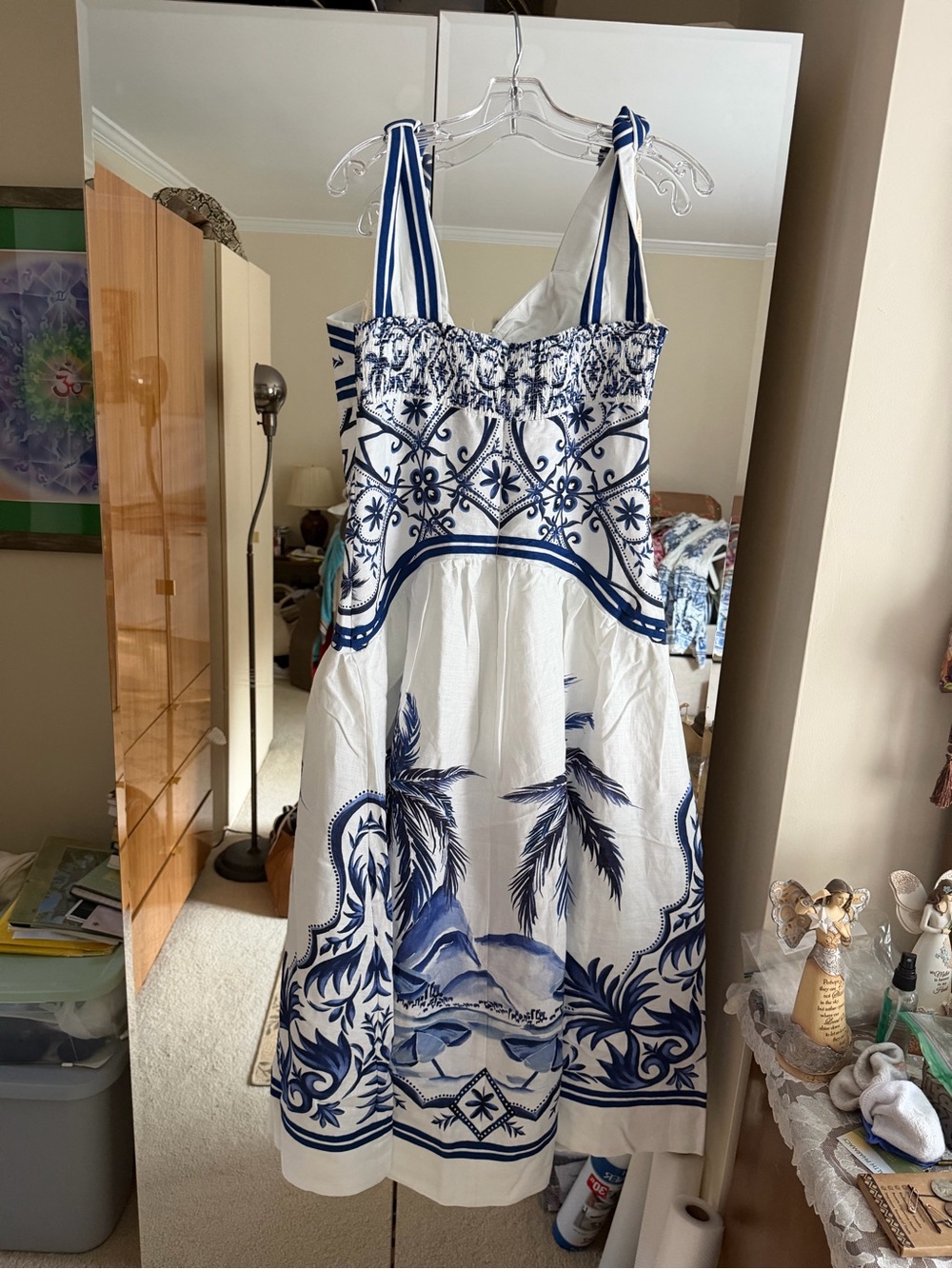 FARM Rio White and Navy Tropical-Print Midi Dress - Picture 4 of 7